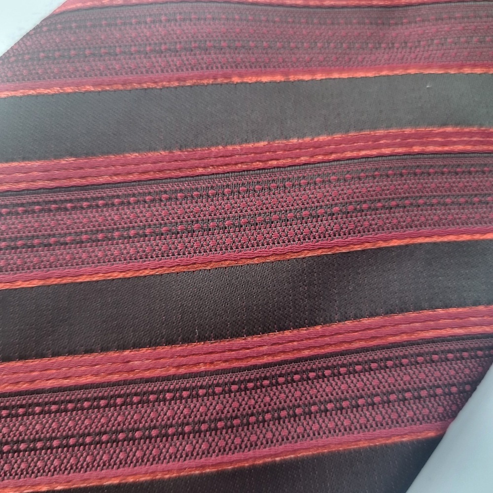 barry Wang‎ red black diagonal stripe silk tie barry.wang - Picture 4 of 4